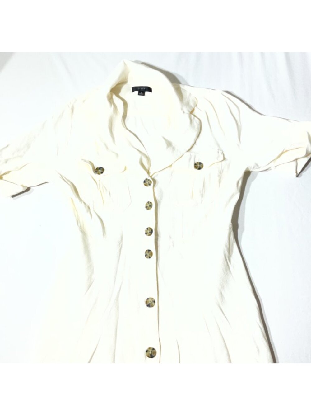 J crew Button-Front Midi Dress size 4 Collared Neck & Short Sleeves - Ivory - Picture 9 of 12